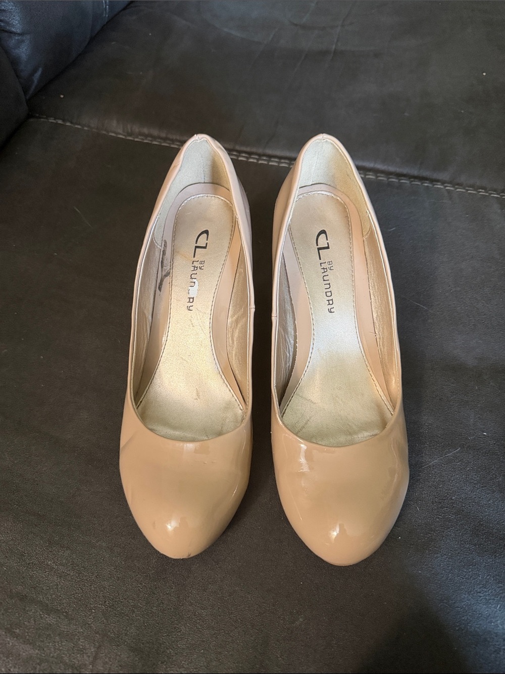 CL by Laundry Beige Patent Round-Toe Pumps